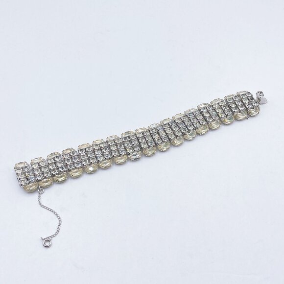 Vintage Kramer Of New York Rhinestone & Silver-Tone Bracelet - Picture 2 of 10
